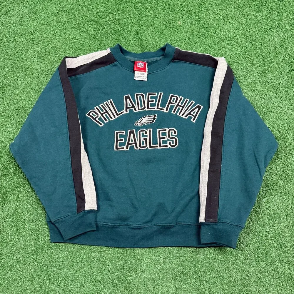 Philadelphia Eagles NFL Colorblock Crewneck Sweatshirt Green Y2K Football